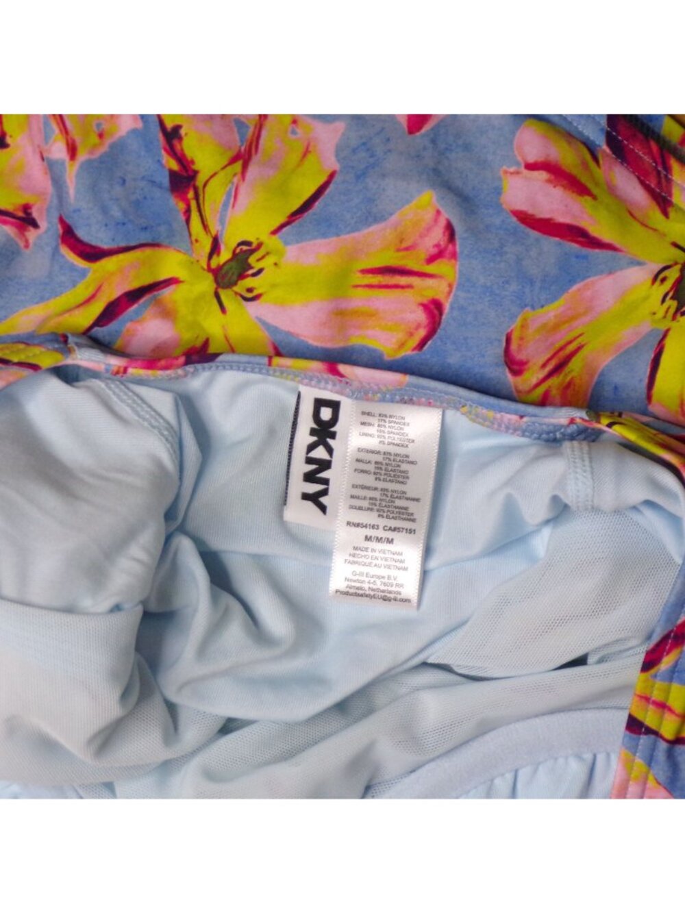 🆕DKNY Ruffle Plunge One Piece Swimsuit Calypso Floral Medium - Picture 11 of 11